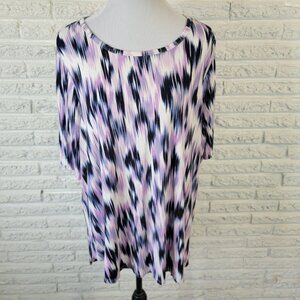 Lane Bryant 18/20 Plus Size T-Shirt Top Lavender Blue Watercolor Stretch WAT5E